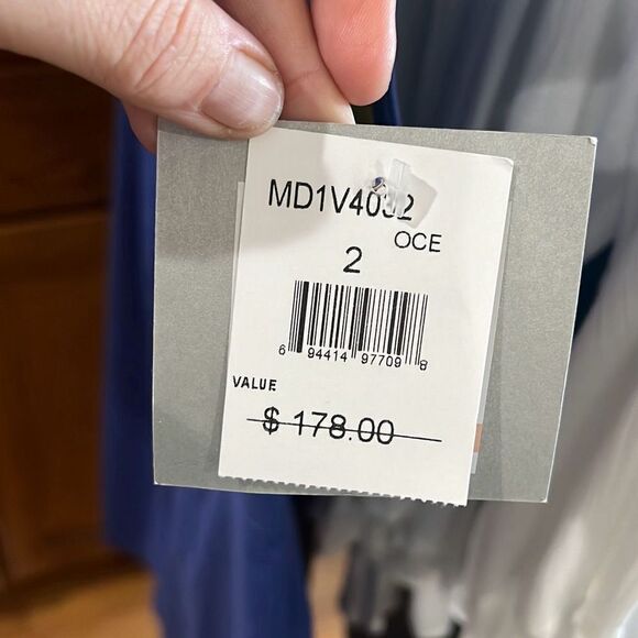 Marc New York Andrew Marc Bodycon Shift Dress Stitching Details Cap Sleeves Blue - Picture 11 of 16